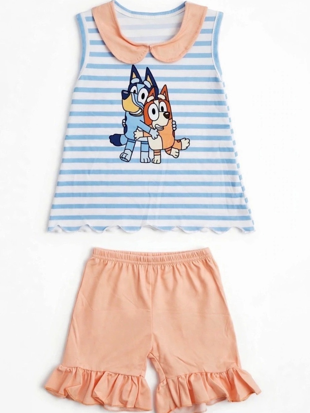 Bluey Girls Striped Matching Set in Blue & Pink
